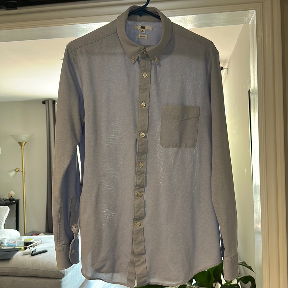Uniqlo Blue Dress Button Down Slim Fit Shirt